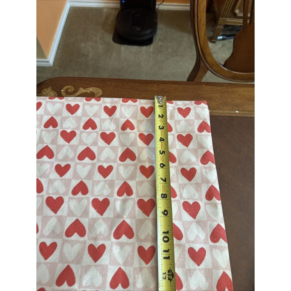 Threshold Table Runner Red Pink Check Hearts Valentines 14” X 36”